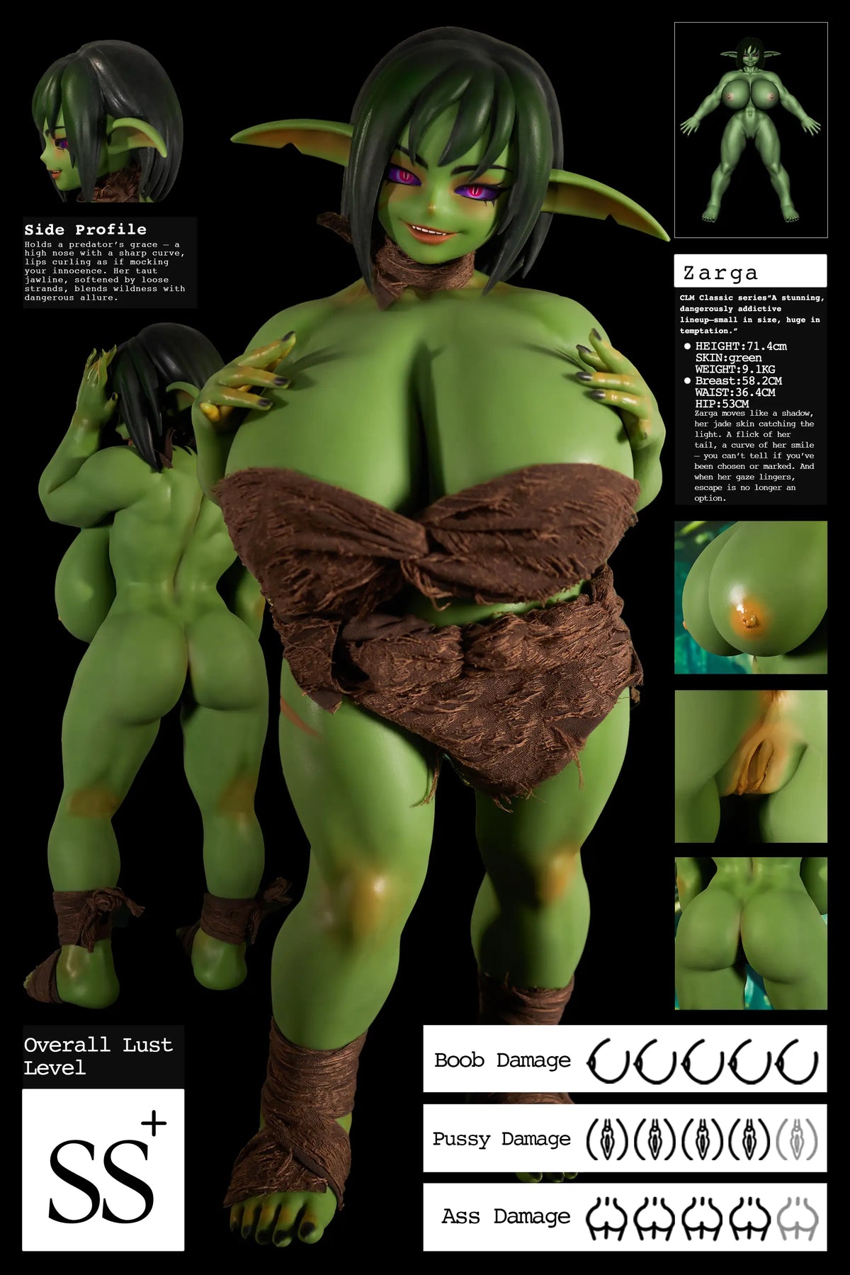 Zarga Night Elf seksa lelle (Climax Lelle Mini 70 cm V veida kauss, silikons)