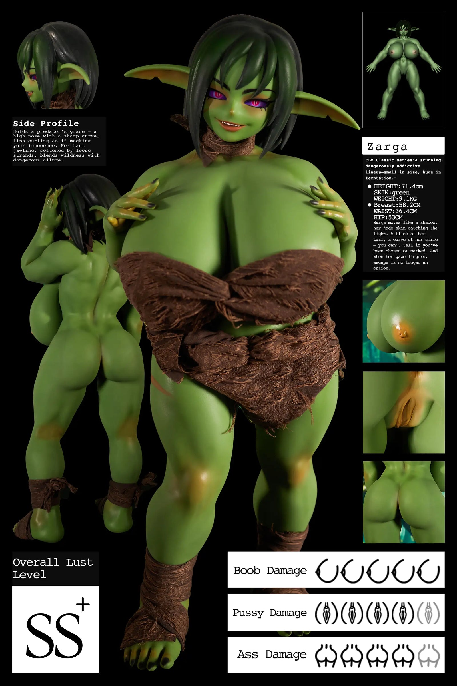 Zarga Night Elf seksa lelle (Climax Lelle Mini 70 cm V veida kauss, silikons)