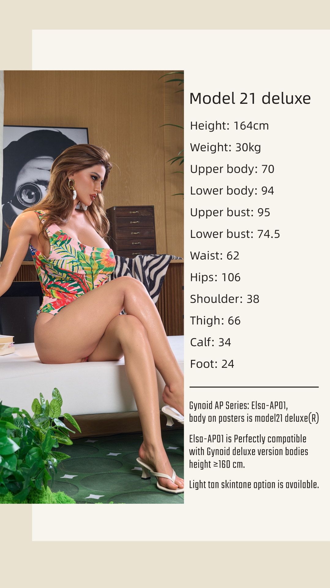 Luksusa seksa lelle Elsa Model 21 (Gynoid Doll 164 cm F-Cup silikona)