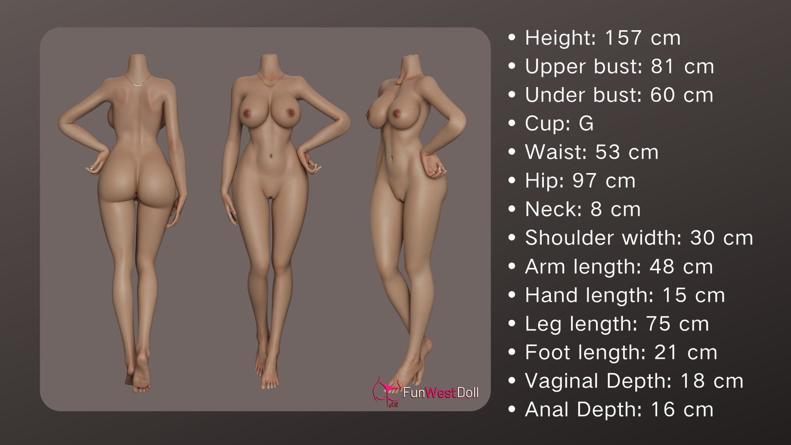 Nicole Sex Lelle (FunWest Doll 157 cm G-Cup #036S silikons)