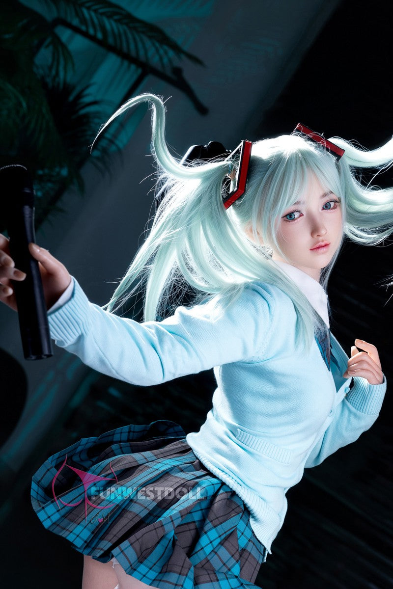 Hatsune Miko seksa lelle (FunWest Doll 159 cm A-Cus #041S silikons)