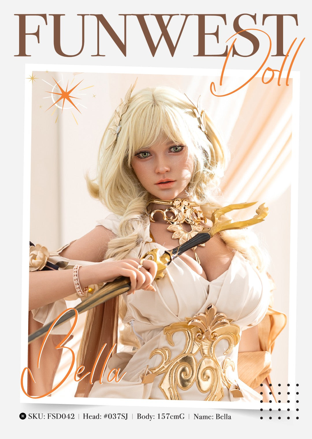 Bella seksa lelle (FunWest Doll 157 cm G-kauss #037SJ RST silikons)