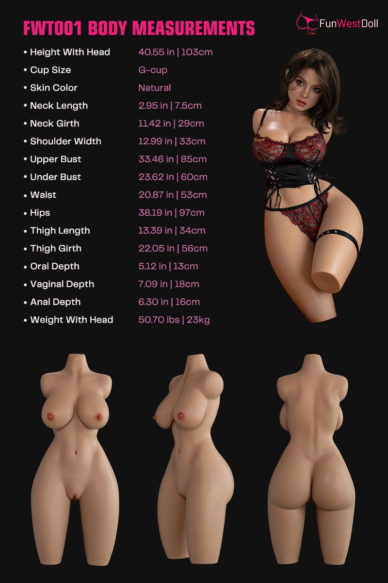Lyra Torso seksa lelle (FunWest Doll 103 cm G-Cup #054S silikons)