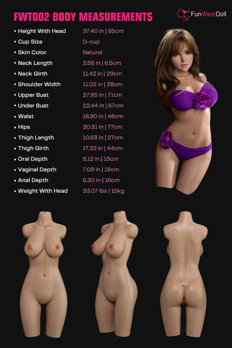 Seksa lelle Lilija Torso (FunWest Doll 95 cm D-Cup #036S silikons)