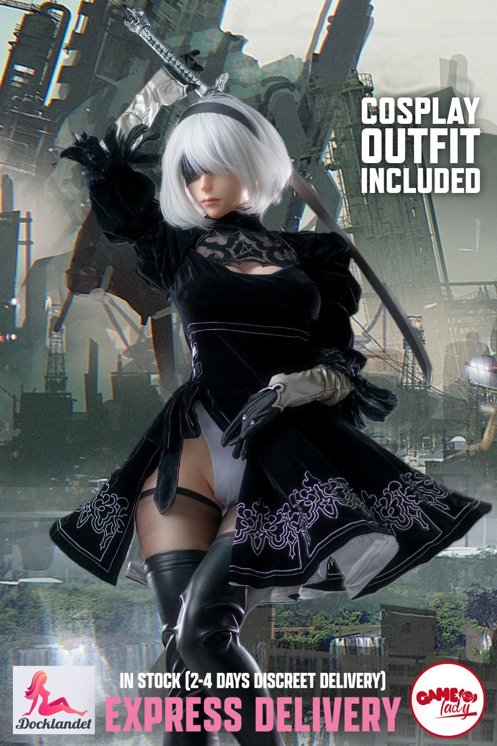 Seksa lelle Yorha 2B (Game Lady 171 cm E-Cup Nr. 18 silikona) EXPRESS