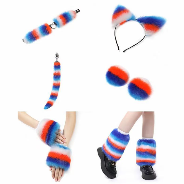 Furry Apģērbs krāsainā kažokā (komplektā ir 11 gabali)