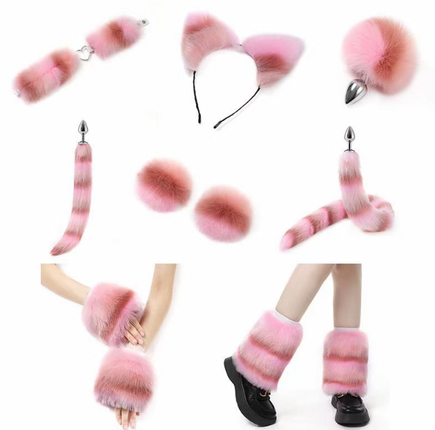 Furry Apģērbs krāsainā kažokā (komplektā ir 11 gabali)