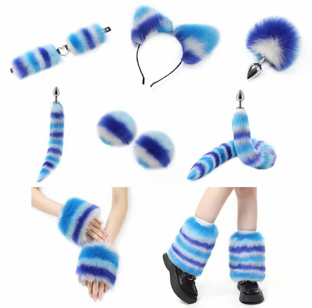 Furry Apģērbs krāsainā kažokā (komplektā ir 11 gabali)