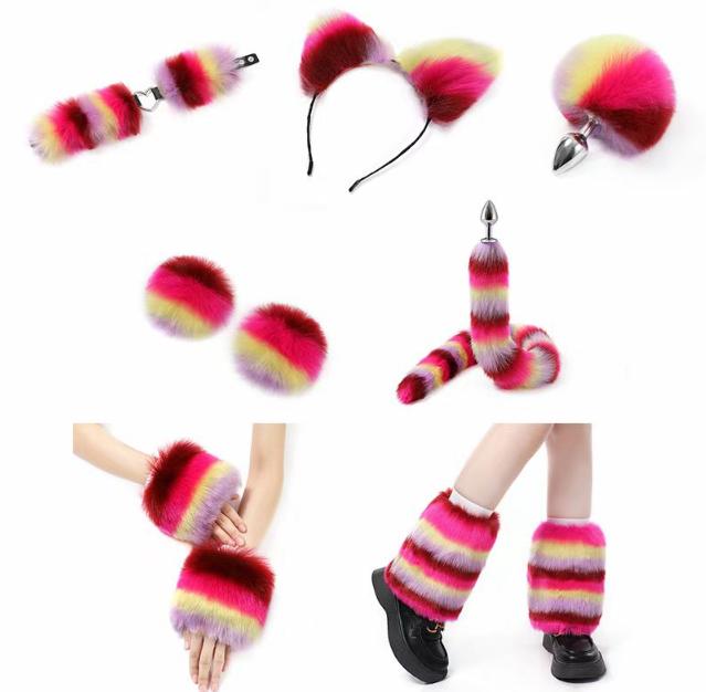 Furry Apģērbs krāsainā kažokā (komplektā ir 11 gabali)