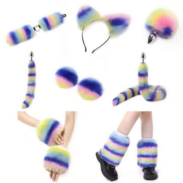 Furry Apģērbs krāsainā kažokā (komplektā ir 11 gabali)