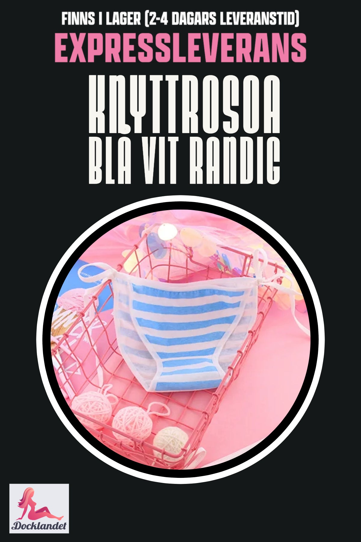 Kaklasaites roze seksa lellei (rozā/zili balta, svītraina)