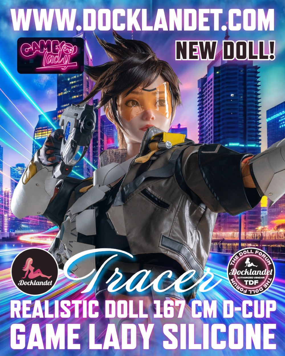 Tracer Sex Doll (Game Lady 167cm D-Cup Nr.29-1 silikona) Overwatch Real Doll