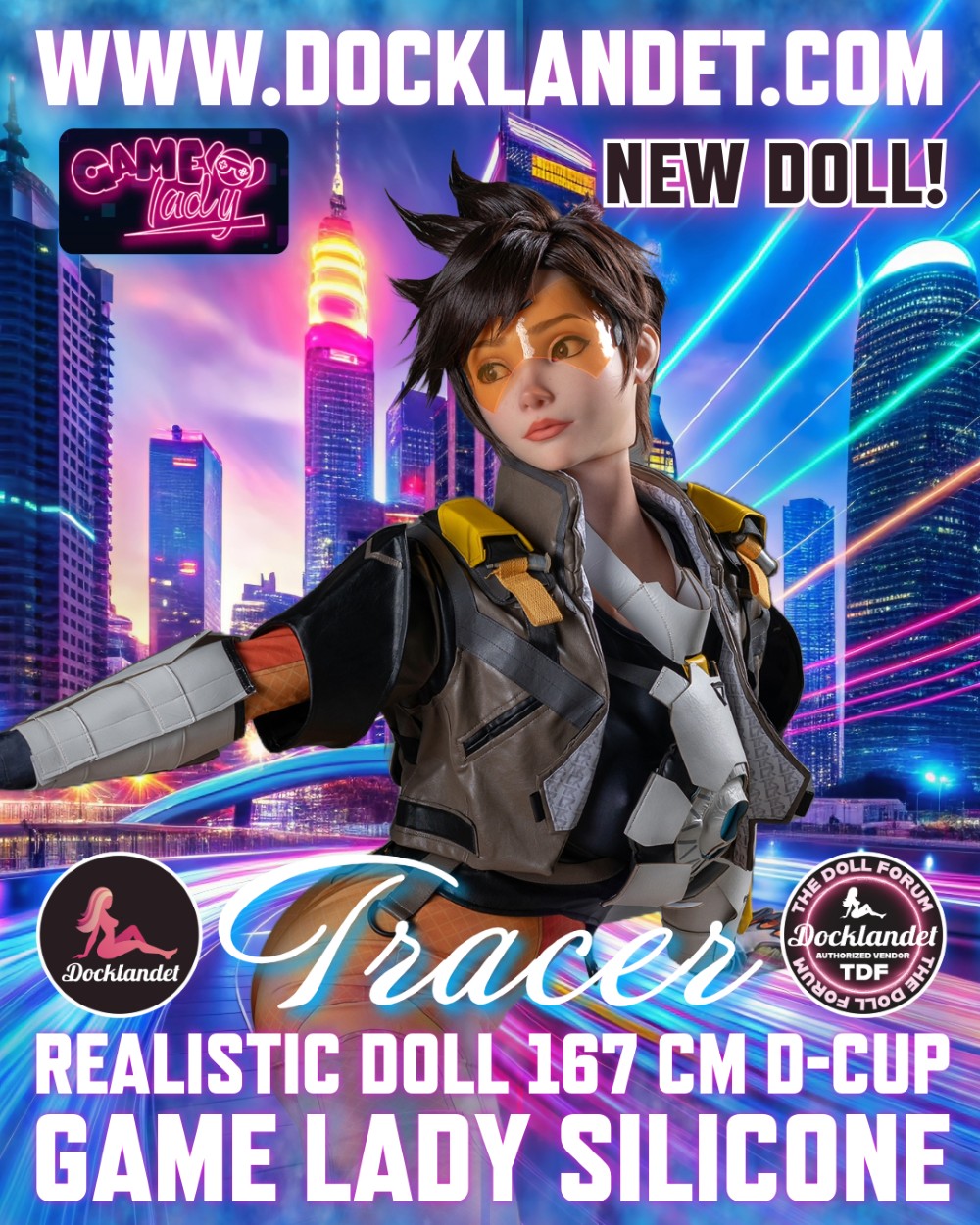 Tracer Sex Doll (Game Lady 167cm D-Cup Nr.29-1 silikona) Overwatch Real Doll